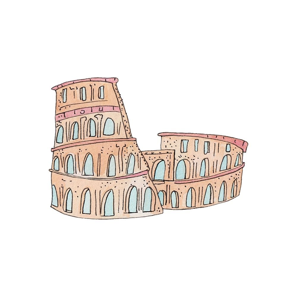 Architectural Illustration - Ruba Saqr Art & Illustration | Roman colosseum illustration, Rome travel illustration, pen and ink illustration, watercolour and ink illustration